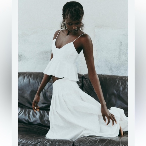 NWT Zara Cotton Blend Box Pleated Midi Skirt - Picture 4 of 10